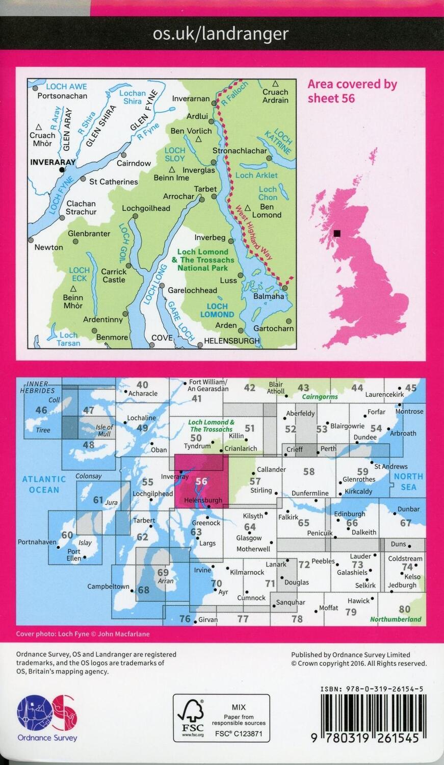 Bild: 9780319261545 | Loch Lomond &amp; Inveraray | Ordnance Survey | (Land-)Karte | Englisch