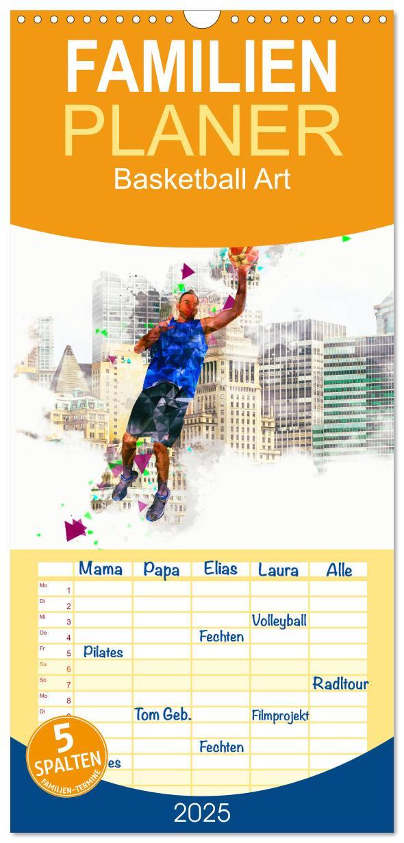 Cover: 9783457114131 | Familienplaner 2025 - Basketball Art mit 5 Spalten (Wandkalender,...