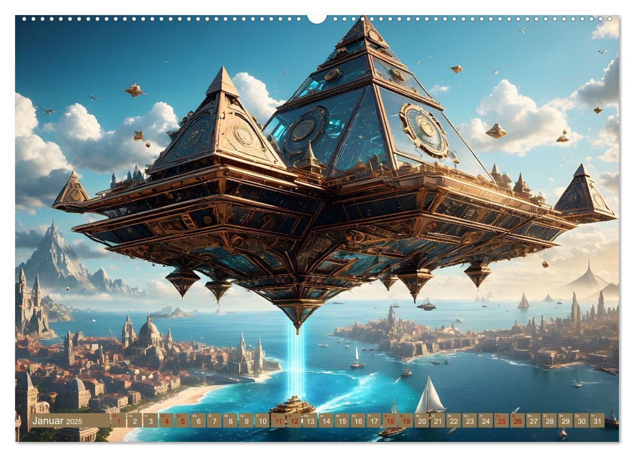 Bild: 9783457179833 | Steampunk Pyramidenwelt (Wandkalender 2025 DIN A2 quer), CALVENDO...