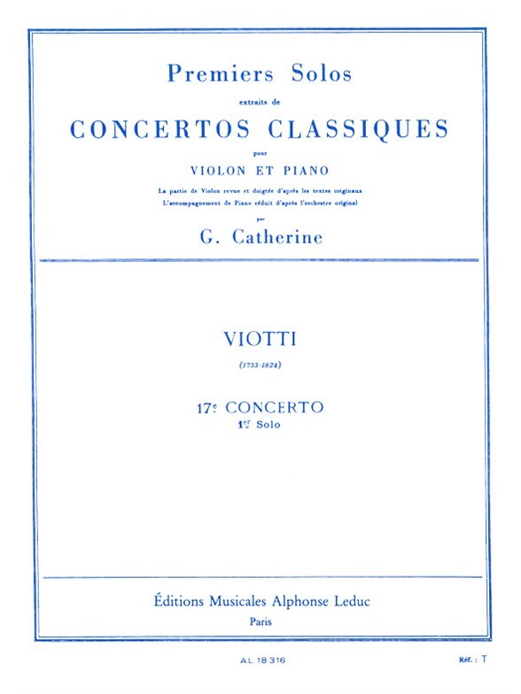 Cover: 9790046183164 | Premiers Solos Concertos Classiques | Concerto no. 17 (Viotti)