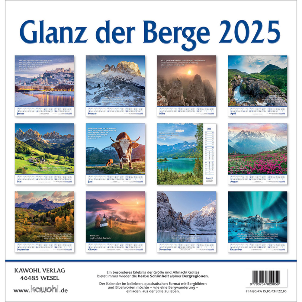 Bild: 9783754829059 | Glanz der Berge 2025 | Wandkalender mit Bergbildern und Bibelworten