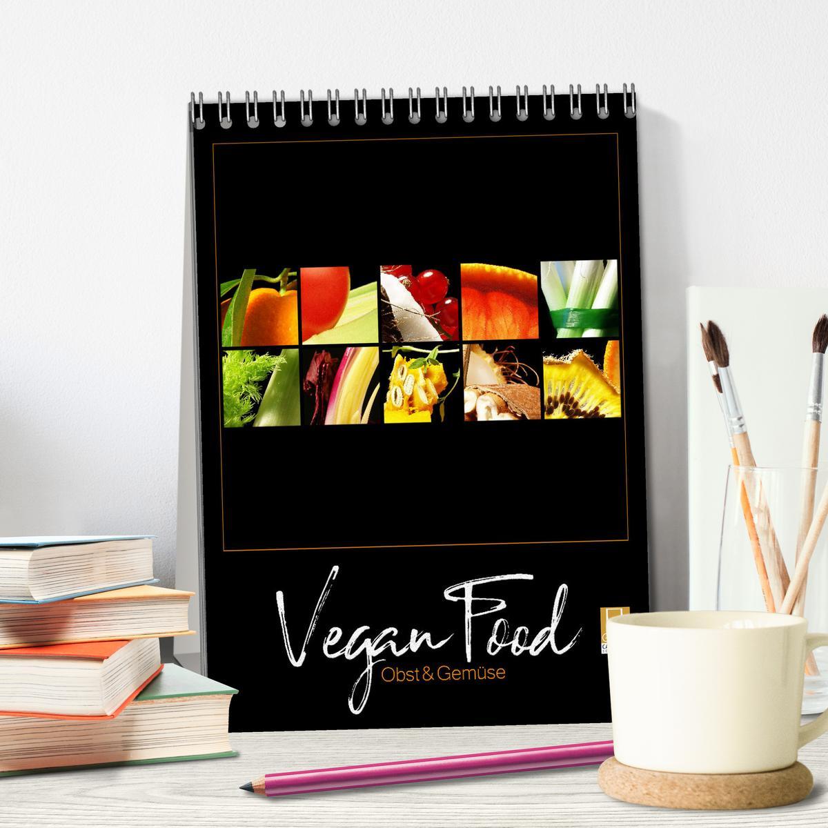 Bild: 9783435924707 | Vegan Food Kalender ¿ Obst und Gemüse auf Schwarz (Tischkalender...