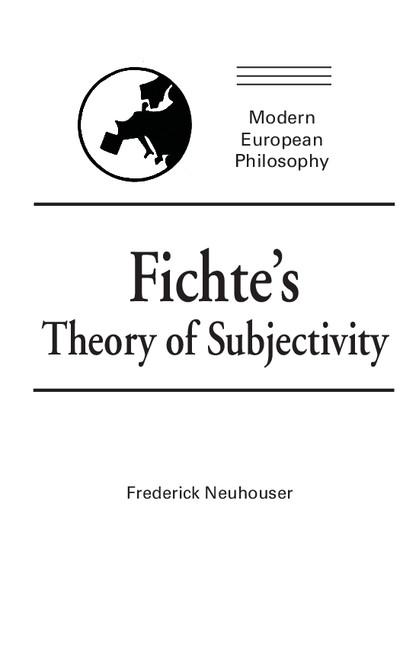 Cover: 9780521399388 | Fichte's Theory of Subjectivity | Frederick Neuhouser | Taschenbuch