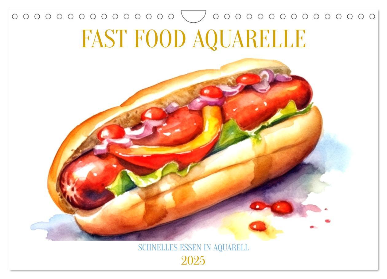 Cover: 9783435014989 | FAST FOOD AQUARELLE (Wandkalender 2025 DIN A4 quer), CALVENDO...