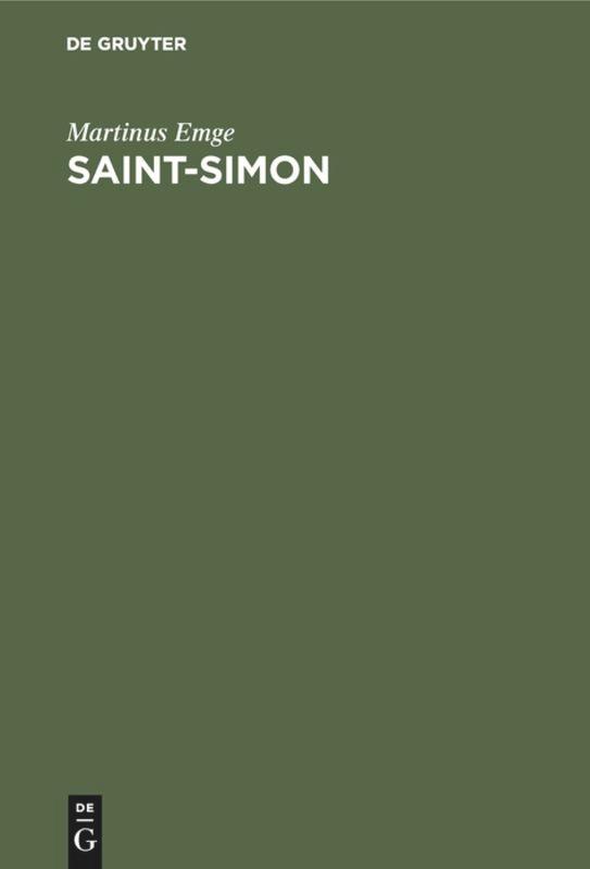 Cover: 9783486202359 | Saint-Simon | Martinus Emge | Buch | VI | Deutsch | 1987