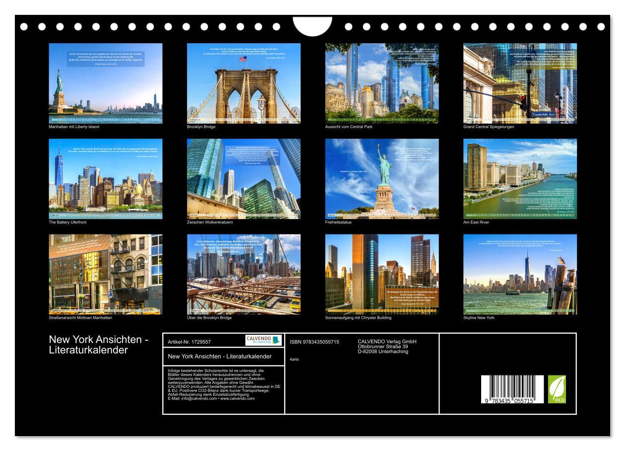 Bild: 9783435055715 | New York Ansichten - Literaturkalender (Wandkalender 2025 DIN A4...