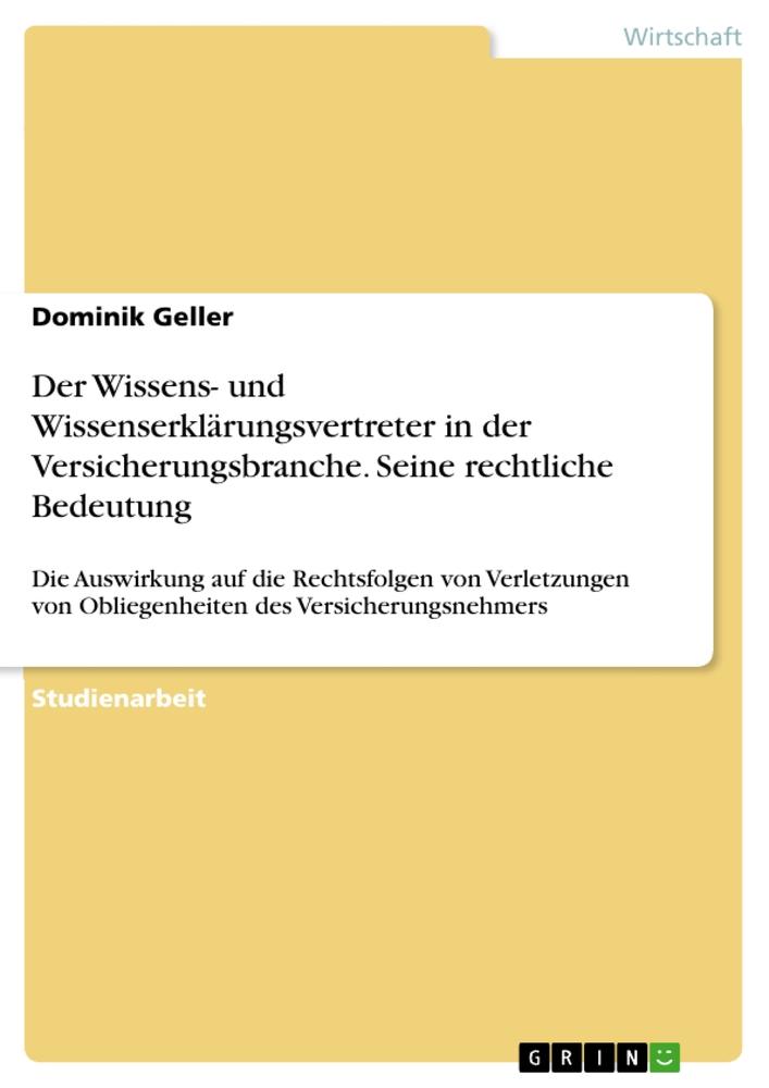 Cover: 9783346266590 | Der Wissens- und Wissenserklärungsvertreter in der...