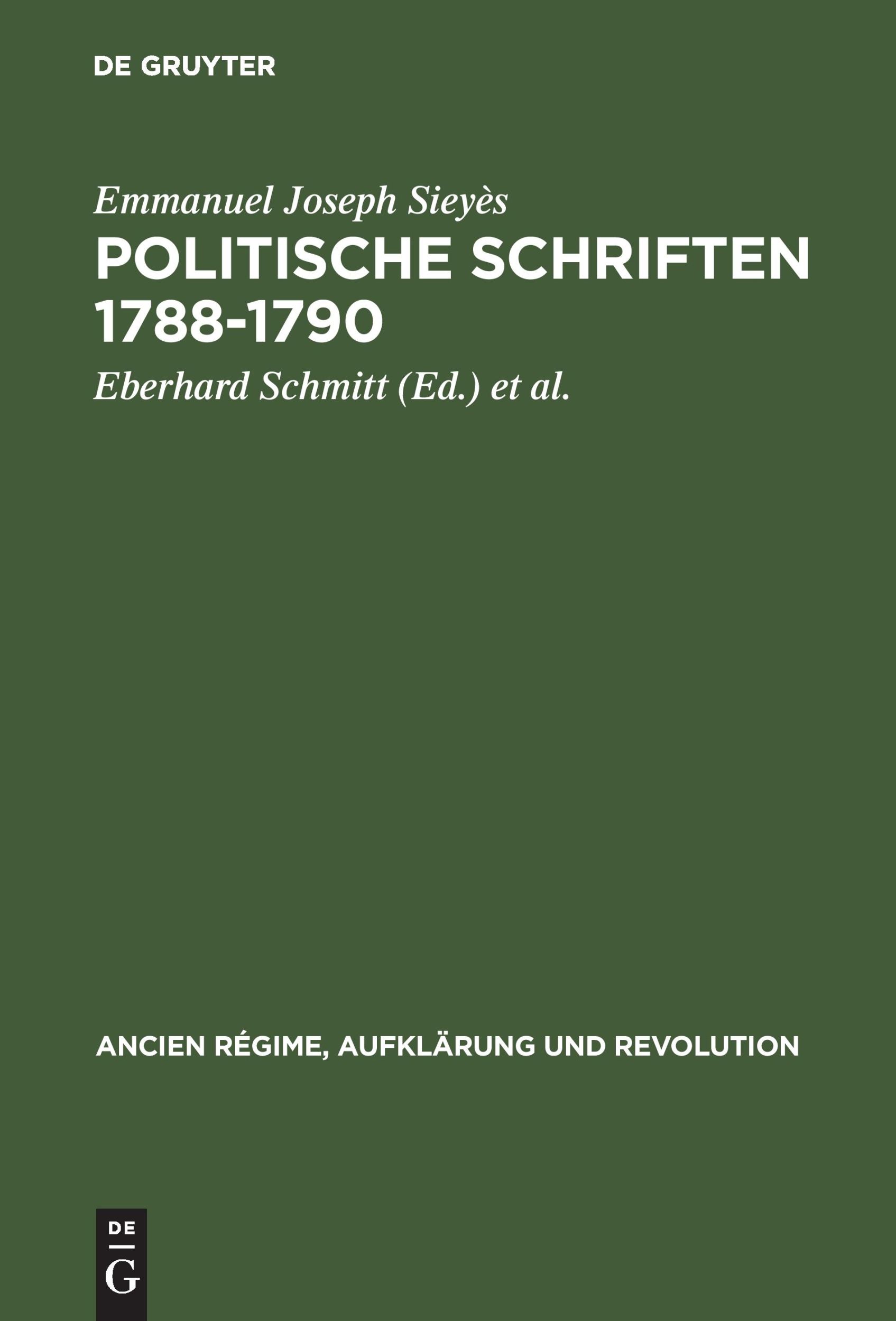 Cover: 9783486502619 | Politische Schriften 1788-1790 | Emmanuel Joseph Sieyès | Buch | 1981