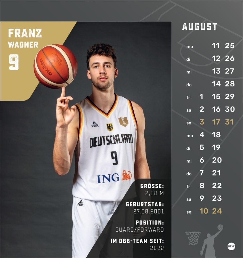 Bild: 9783756413317 | DBB Basketball Postkartenkalender 2025 | Kalender | Spiralbindung