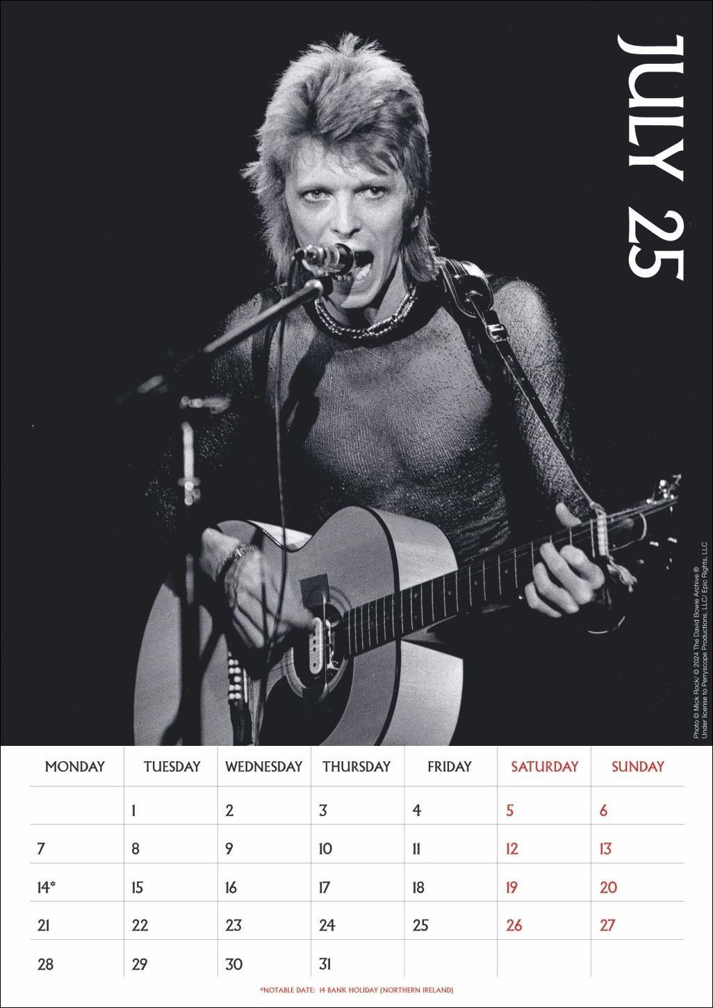 Bild: 9783840196713 | David Bowie Posterkalender 2025 | David Bowie | Kalender | Danilo