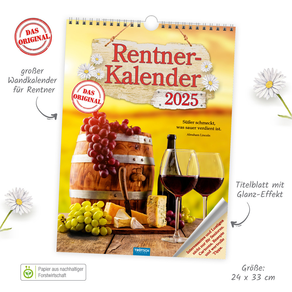 Bild: 9783988022066 | Trötsch Classickalender Rentnerkalender 2025 | Wandkalender | Kalender