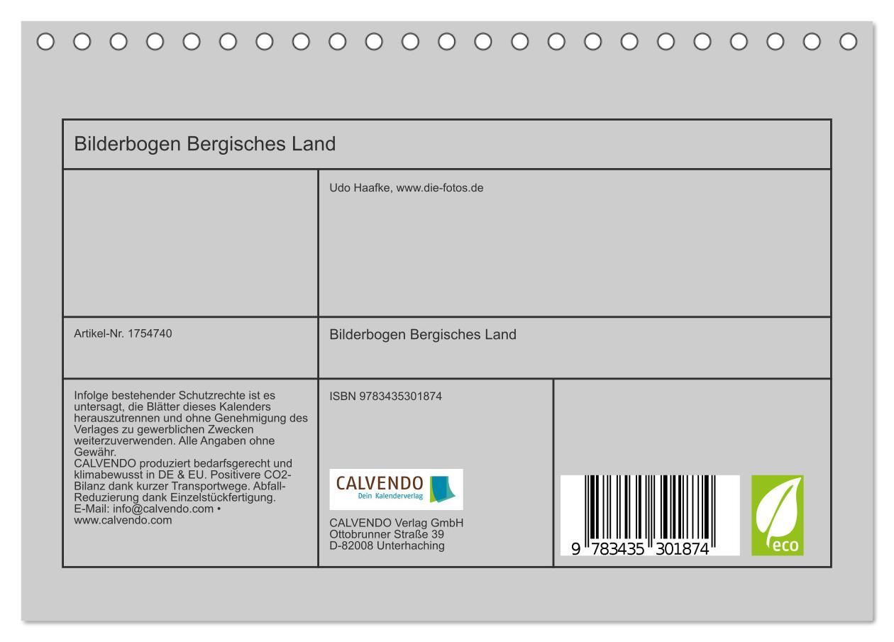 Bild: 9783435301874 | Bilderbogen Bergisches Land (Tischkalender 2025 DIN A5 quer),...