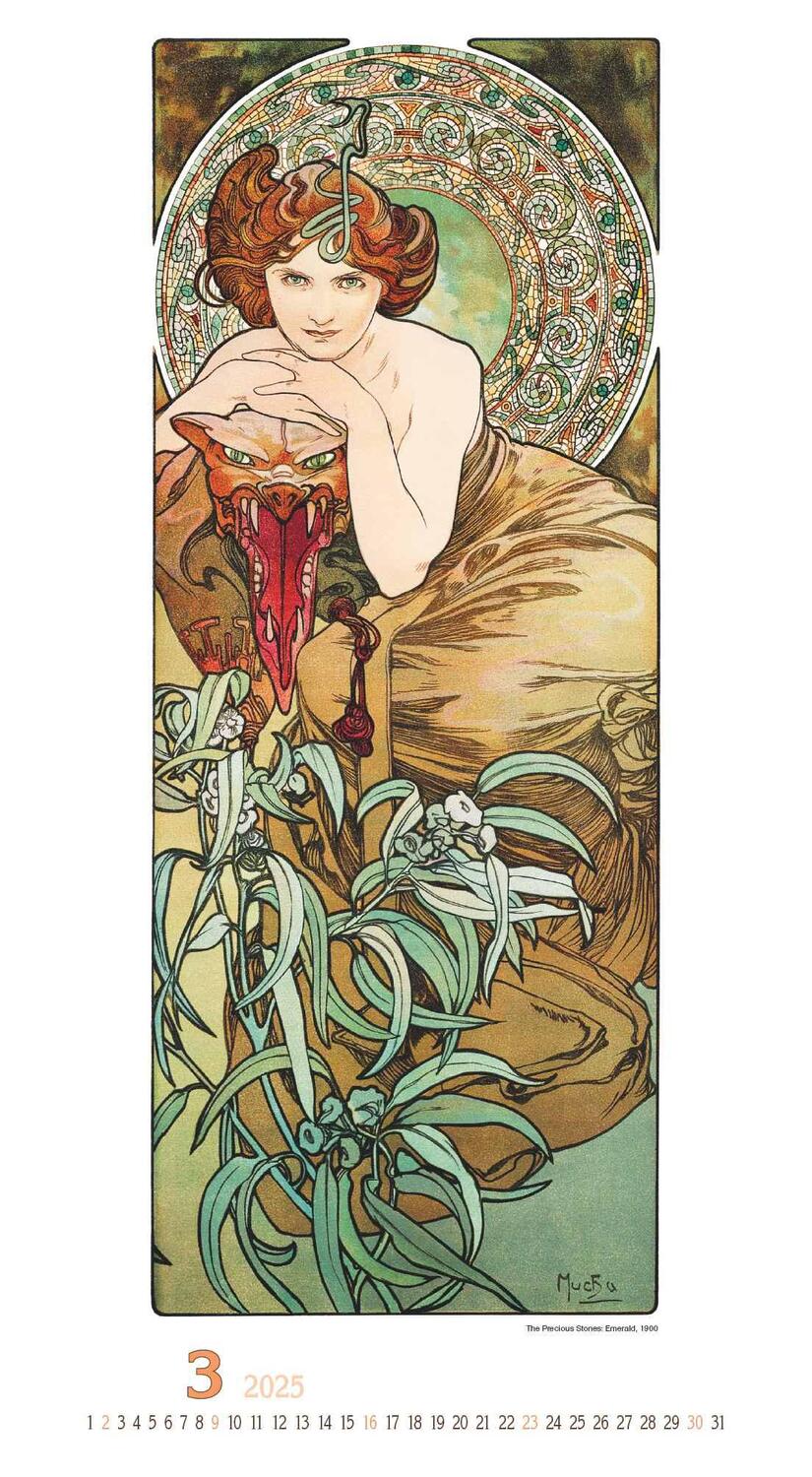 Bild: 4251732344009 | Alfons Mucha 2025 - Bild-Kalender 33x60 cm - Kunstkalender - mit...