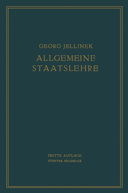 Cover: 9783642506260 | Allgemeine Staatslehre | MANULDRUCK | Walter Jellinek (u. a.) | Buch