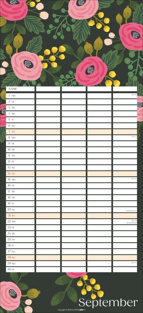 Bild: 9783839901175 | Floral total Familienplaner 2025 | Kalender | Spiralbindung | 15 S.