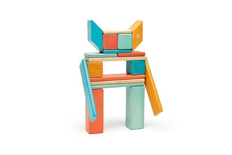 Bild: 853606003896 | 24 Magnetische Holzbausteine orange blau | Stück | 2021 | tegu