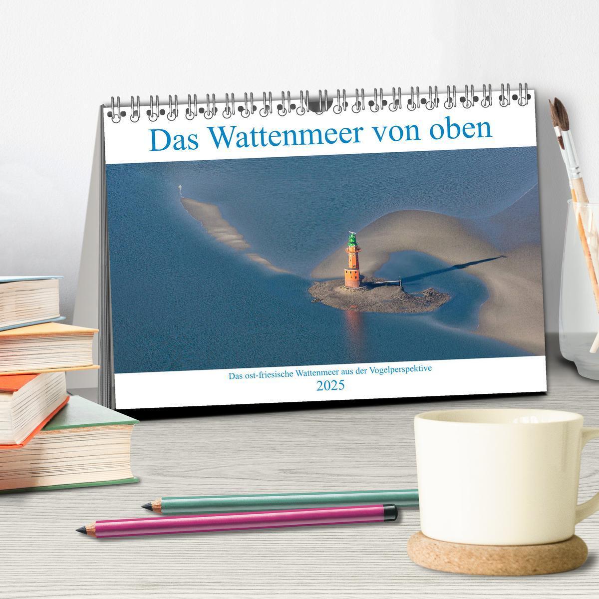 Bild: 9783435430987 | Das Wattenmeer von oben (Tischkalender 2025 DIN A5 quer), CALVENDO...