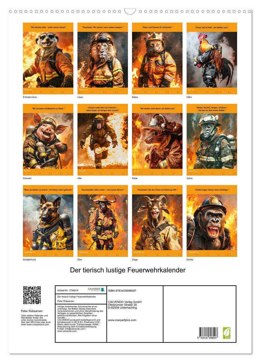 Bild: 9783435698097 | Der tierisch lustige Feuerwehrkalender (Wandkalender 2025 DIN A2...