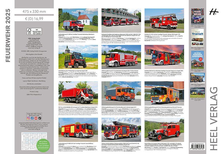 Bild: 9783966648165 | Feuerwehr Kalender 2025 Wandkalender | Hans-Joachim Profeld | Kalender