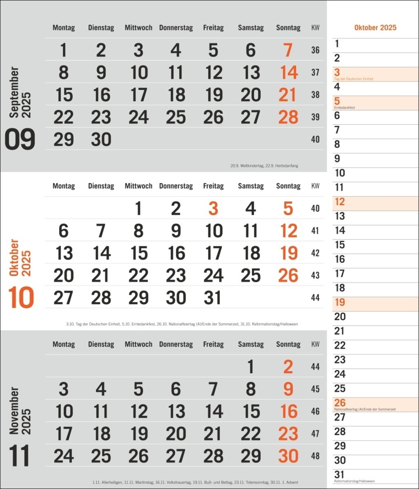 Bild: 9783756406807 | 3-Monatsplaner, orange 2025 | Kalender | Spiralbindung | 12 S. | 2025