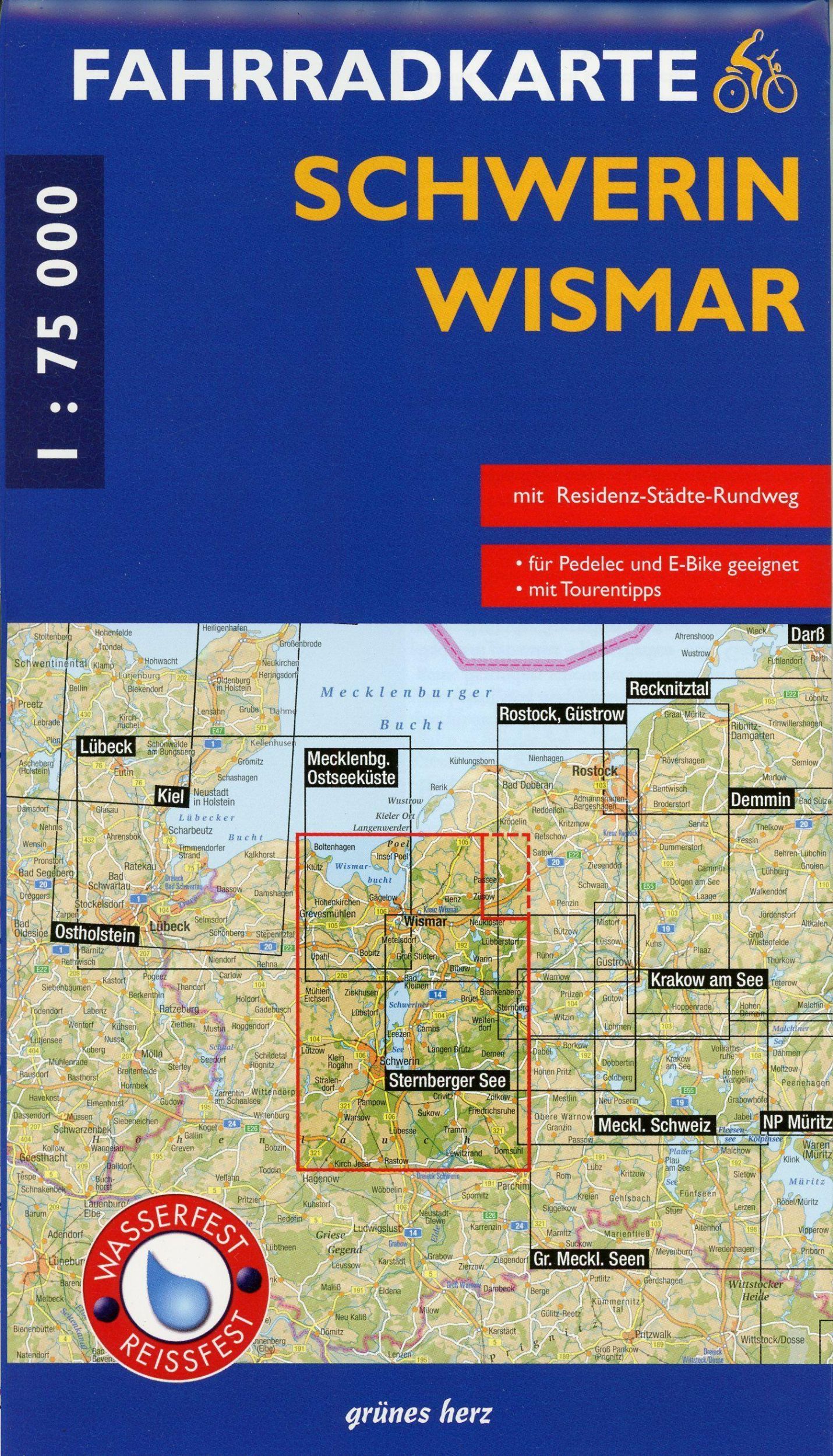 Cover: 9783866362710 | Fahrradkarte Schwerin - Wismar 1:75.000 | (Land-)Karte | Deutsch