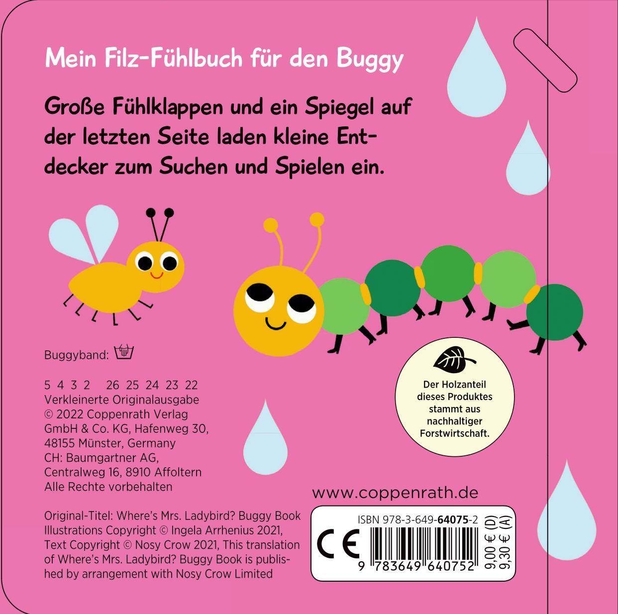 Rückseite: 9783649640752 | Mein Filz-Fühlbuch für den Buggy: Kuckuck, kleiner Käfer! | Arrhenius