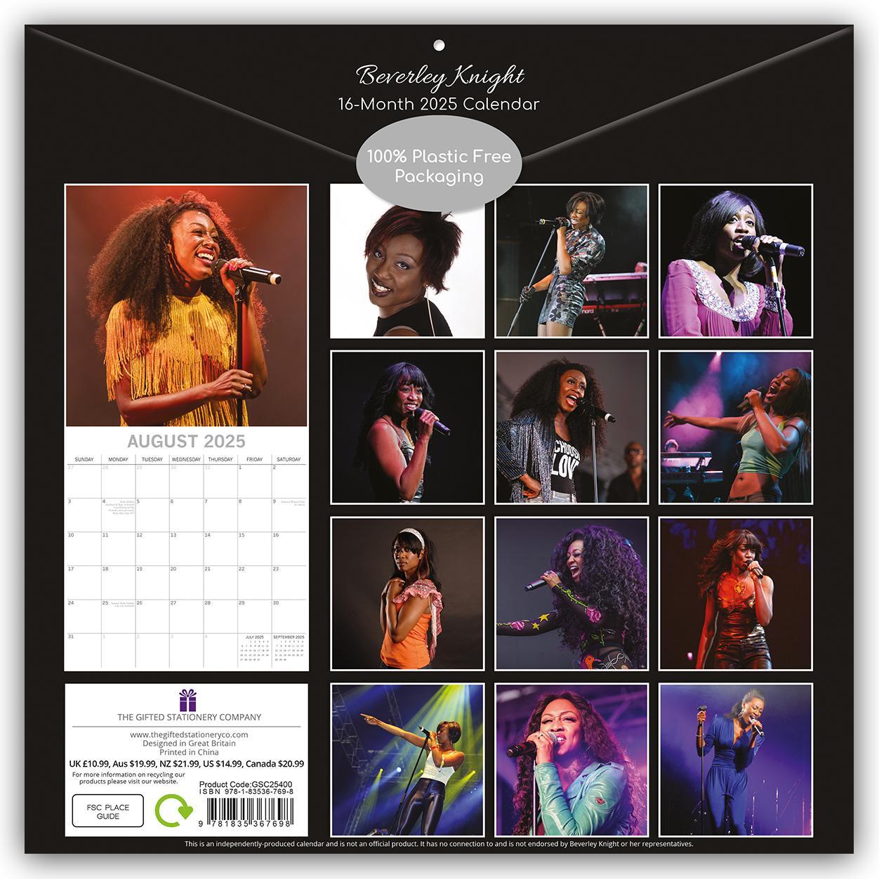 Rückseite: 9781835367698 | Beverley Knight 2025 - 16-Monatskalender | The Gifted | Kalender