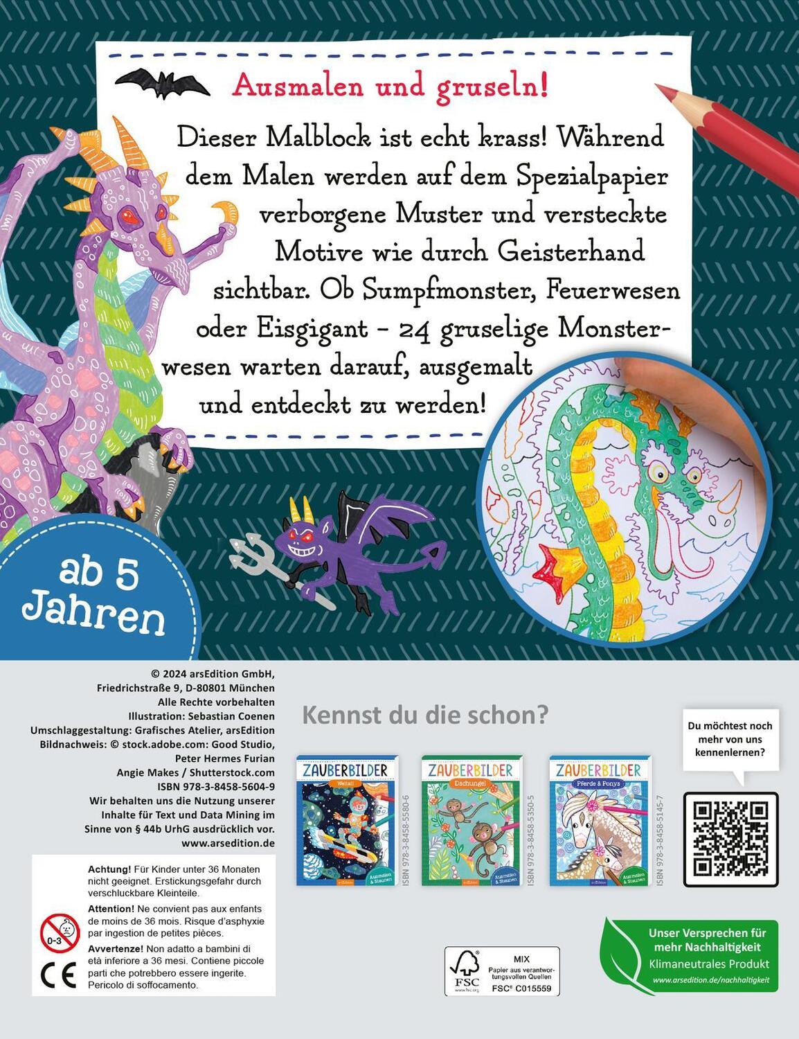 Rückseite: 9783845856049 | Zauberbilder - Monster und Drachen | Ausmalen &amp; Staunen | Taschenbuch