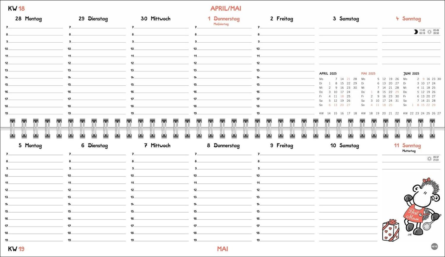 Bild: 9783756406531 | sheepworld Wochenquerplaner 2025 | Heye | Kalender | Spiralbindung