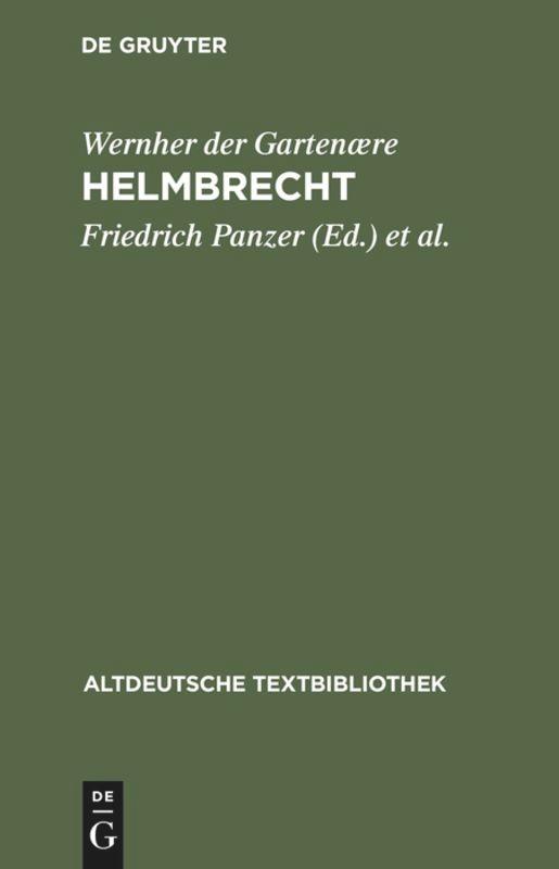 Cover: 9783484201118 | Helmbrecht | Wernher Der Gartenære | Buch | XXXI | Deutsch | 1993