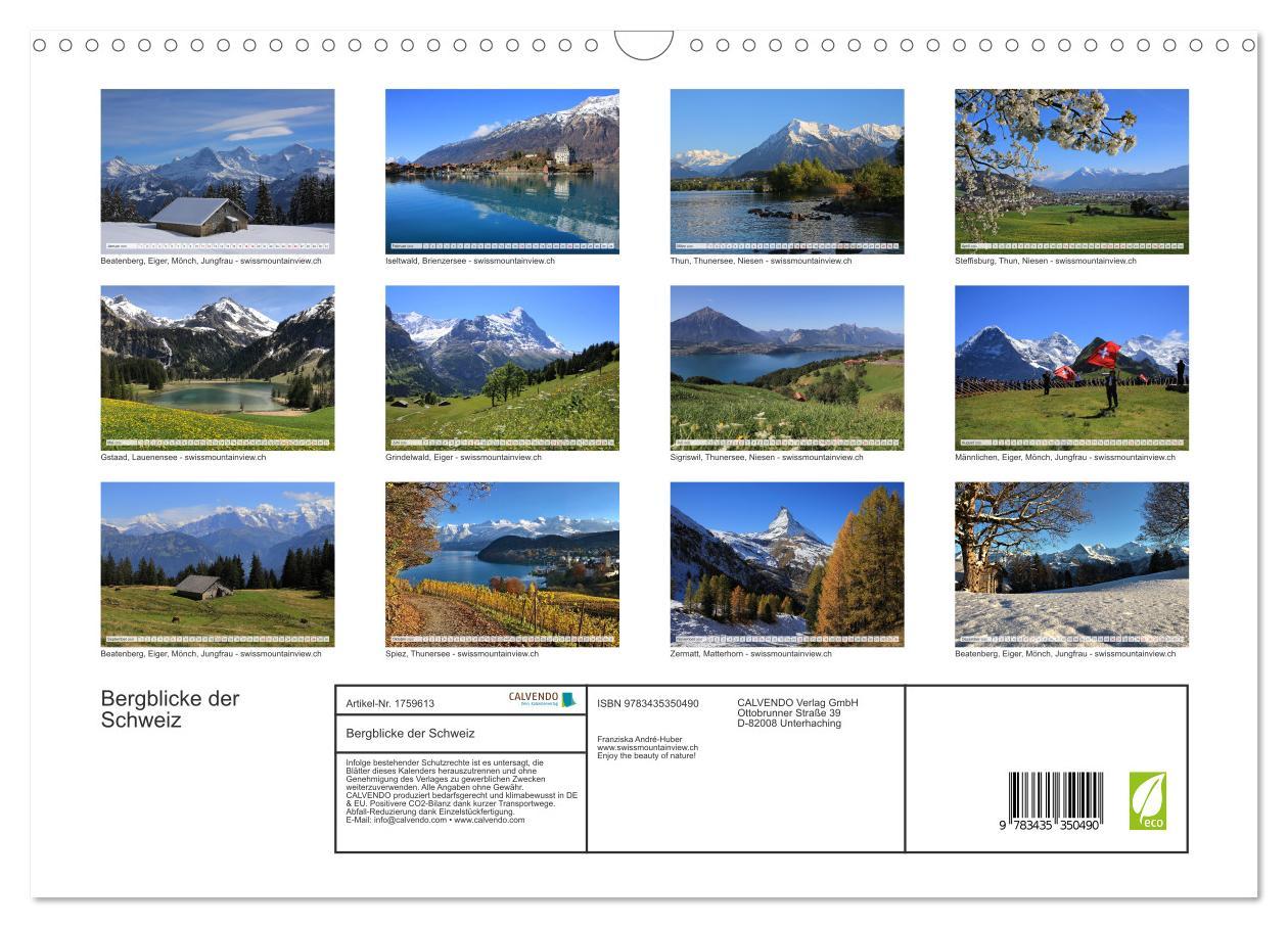 Bild: 9783435350490 | Bergblicke der Schweiz (Wandkalender 2025 DIN A3 quer), CALVENDO...