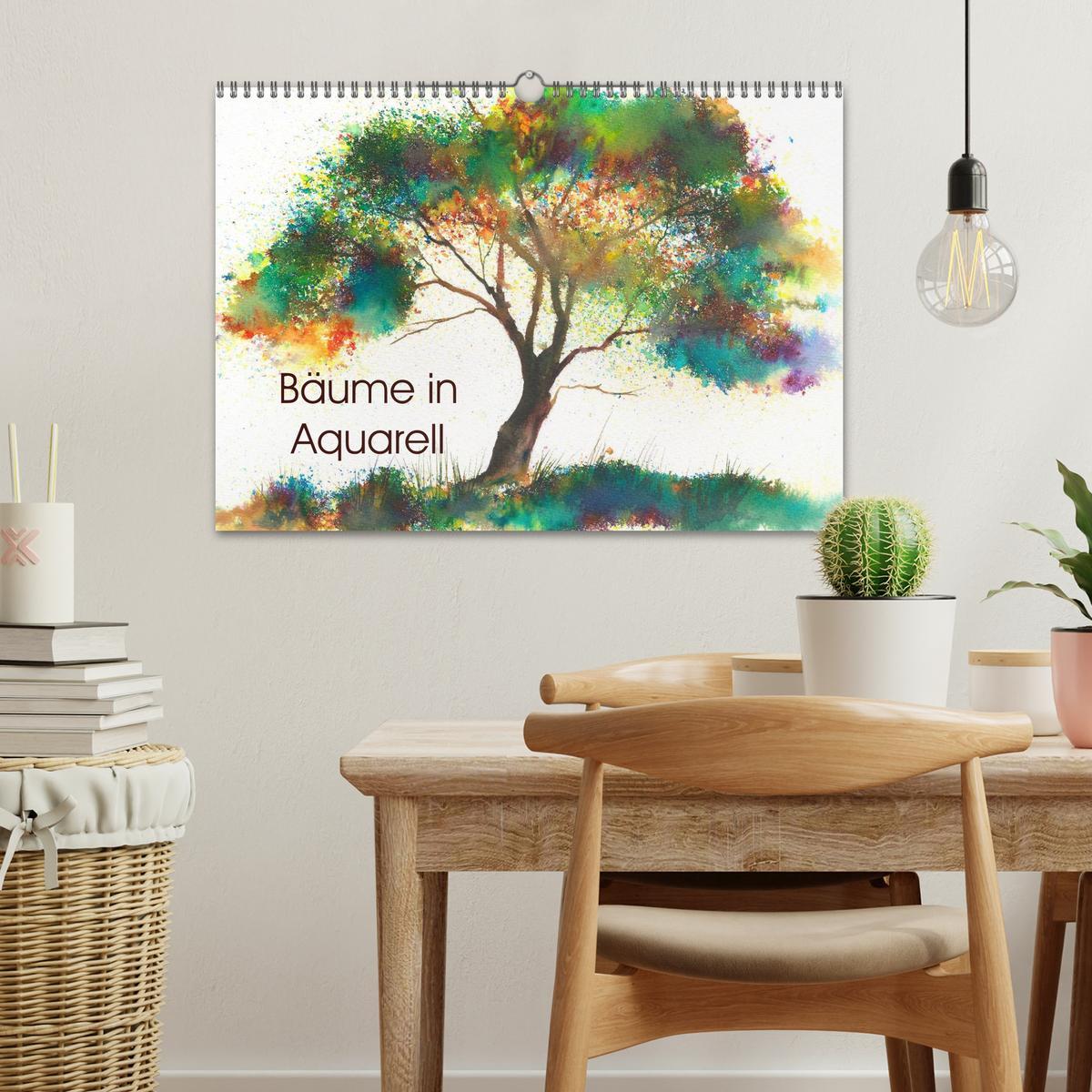 Bild: 9783435495566 | Bäume in Aquarell (Wandkalender 2025 DIN A3 quer), CALVENDO...