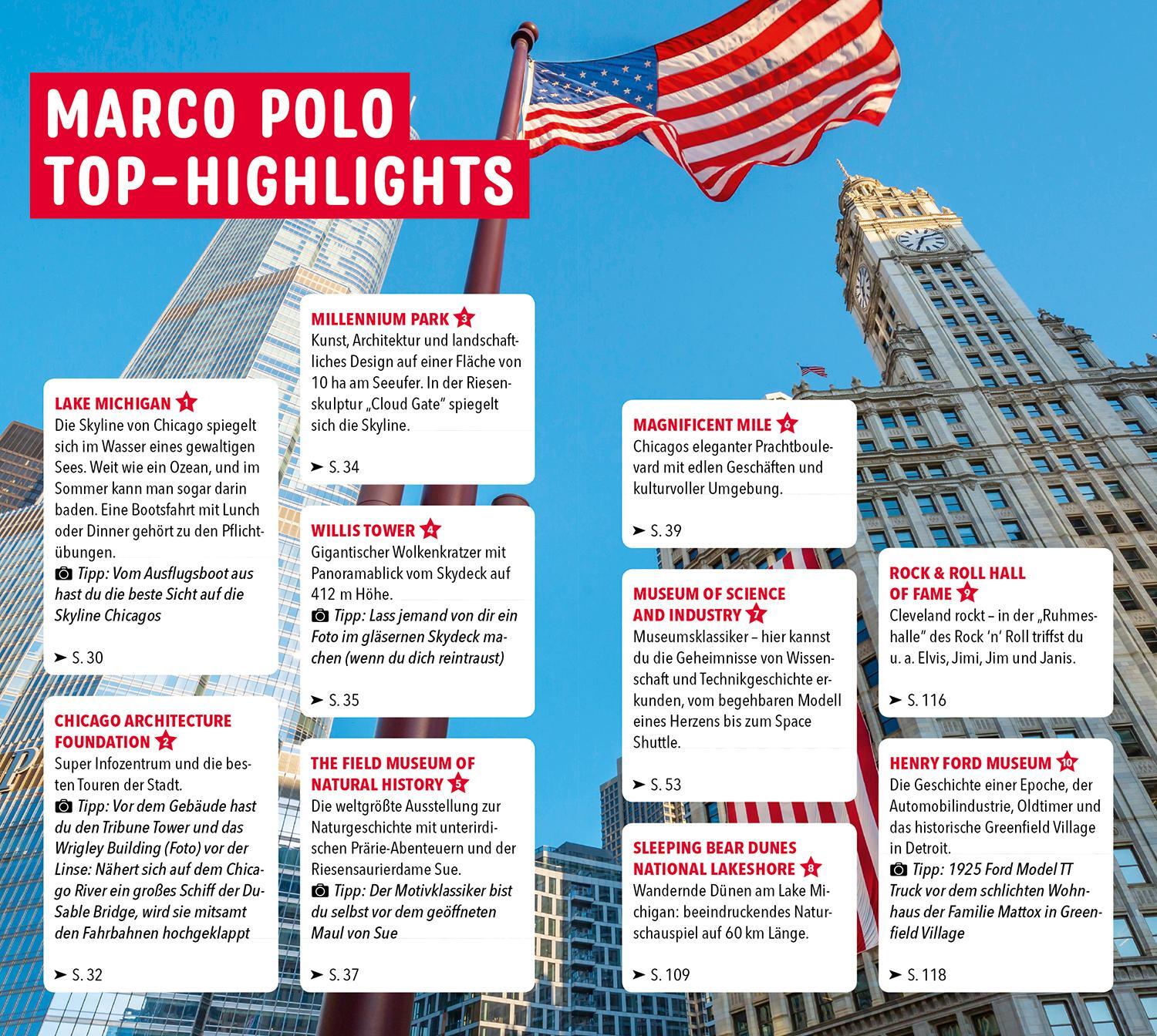 Bild: 9783829749282 | MARCO POLO Reiseführer Chicago und die großen Seen | Jeier (u. a.)