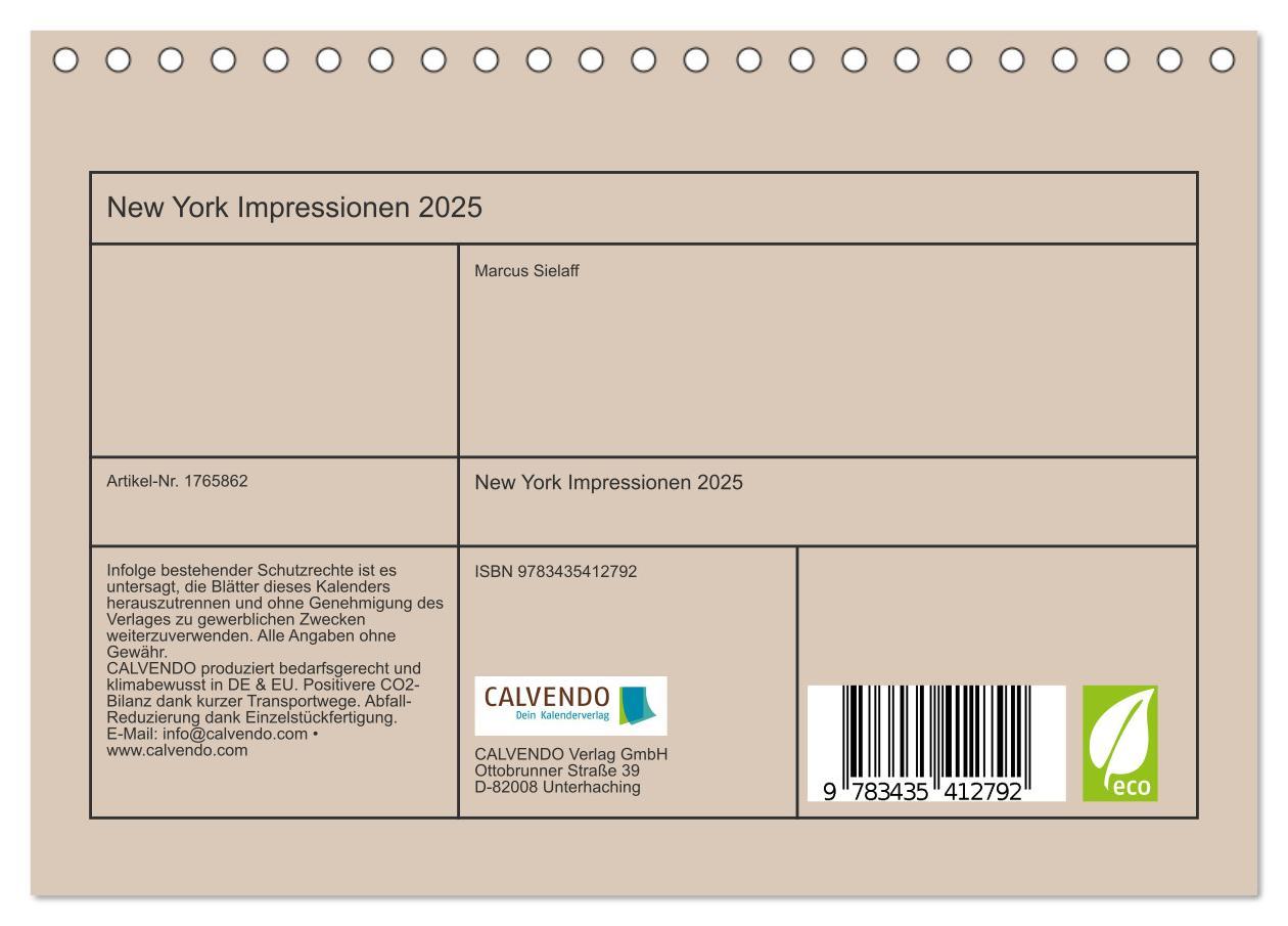 Bild: 9783435412792 | New York Impressionen 2025 (Tischkalender 2025 DIN A5 quer),...