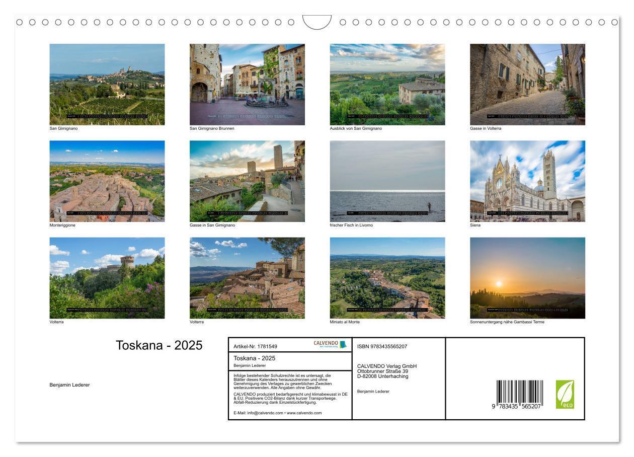 Bild: 9783435565207 | Toskana - 2025 (Wandkalender 2025 DIN A3 quer), CALVENDO...