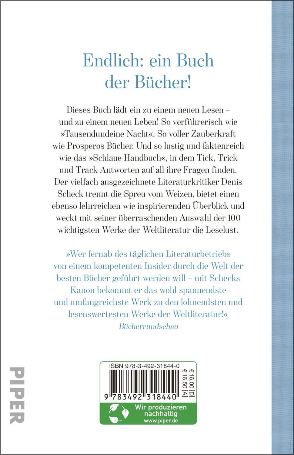 Rückseite: 9783492318440 | Schecks Kanon | Denis Scheck | Taschenbuch | Deutsch | 2022 | Piper