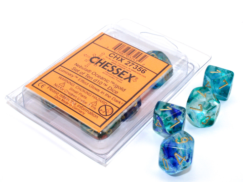 Cover: 601982032432 | Nebula® Oceanic™/gold Luminary™ Set of Ten d10s | Chessex