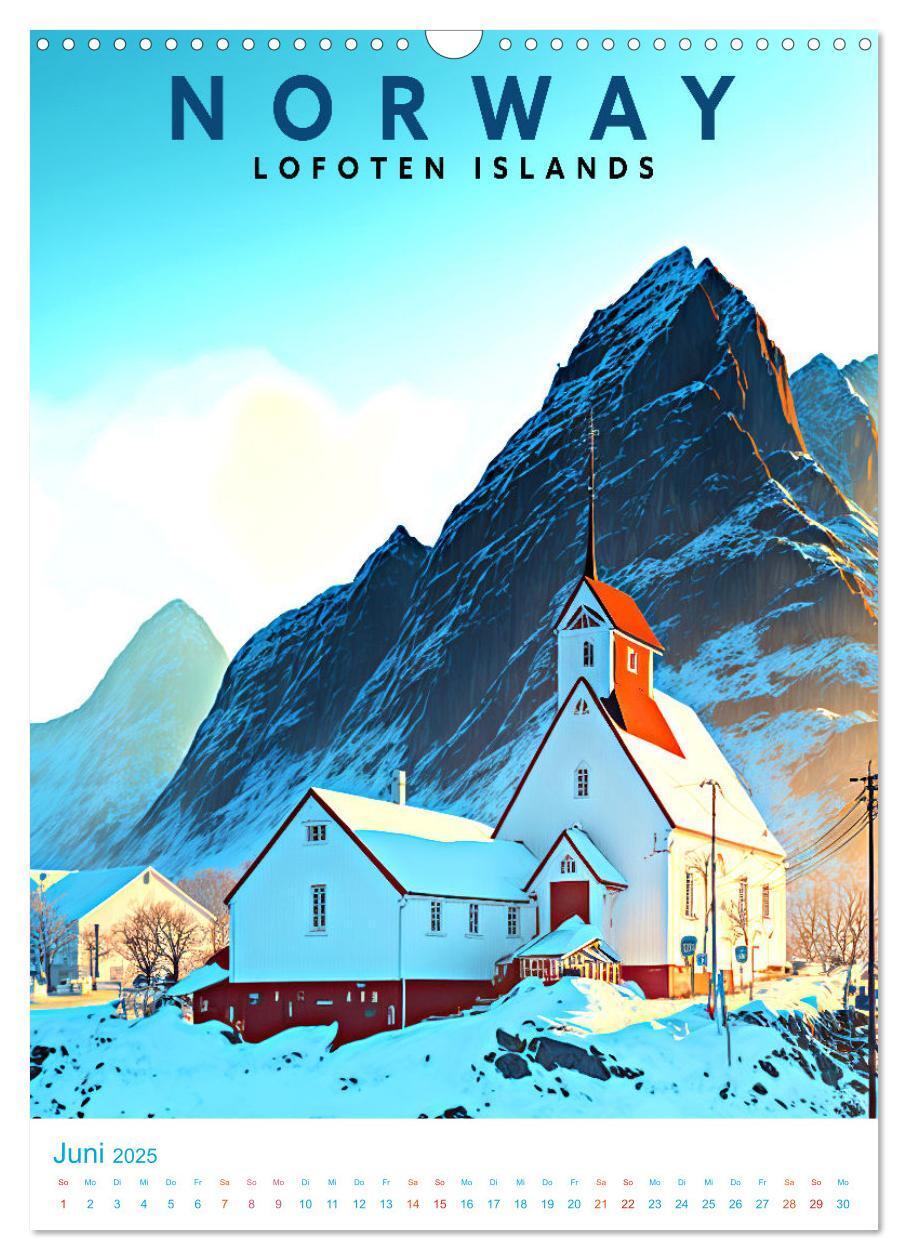 Bild: 9783435885428 | Lofoten - Old School Poster Style (Wandkalender 2025 DIN A3 hoch),...