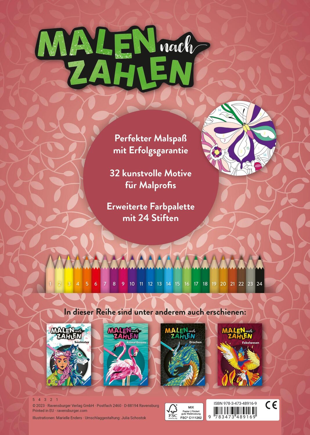 Rückseite: 9783473489169 | Ravensburger Malen nach Zahlen Mindful Moments - Malen und...