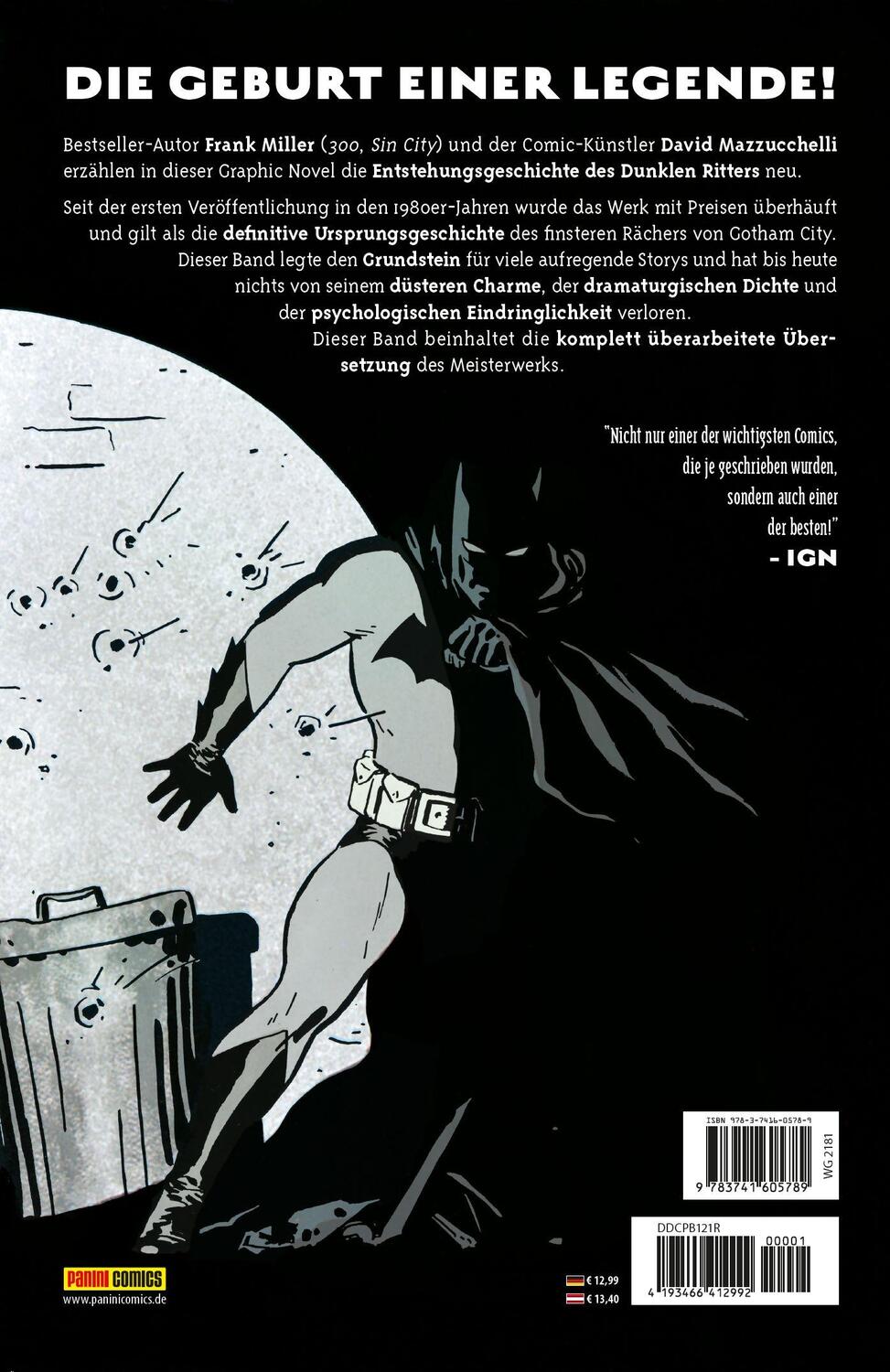 Rückseite: 9783741605789 | Batman: Das erste Jahr (Neuausgabe) | Frank Miller (u. a.) | Buch