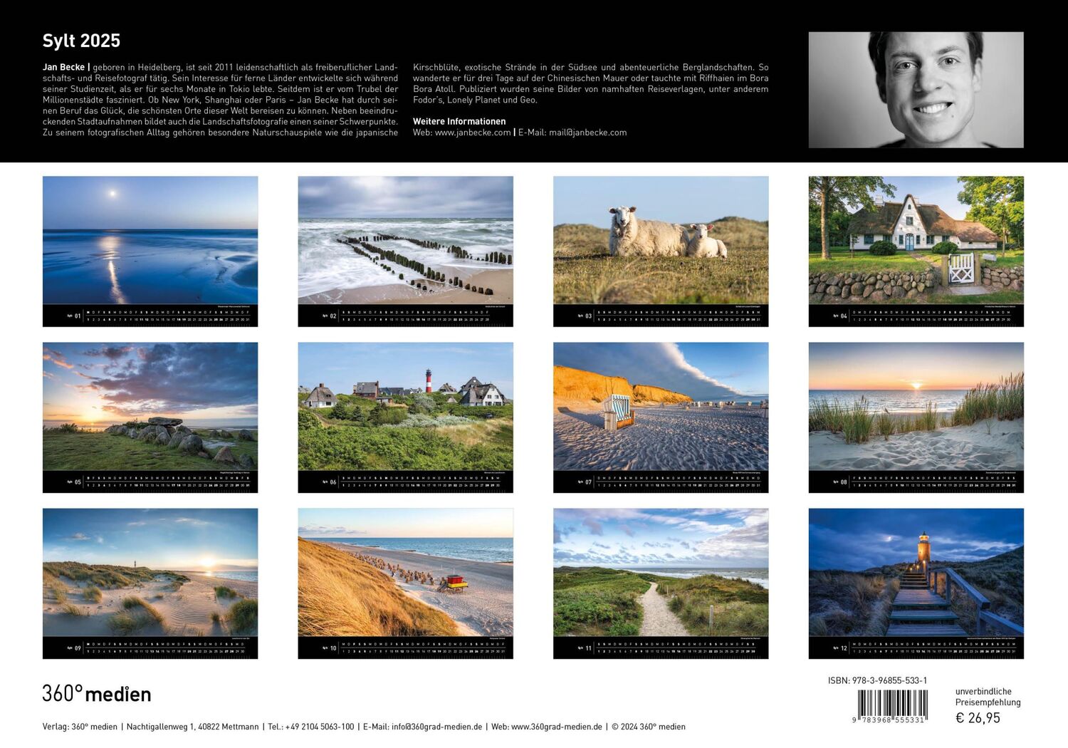 Bild: 9783968555331 | 360° Sylt Premiumkalender 2025 | Jan Becke | Kalender | 13 S. | 2025