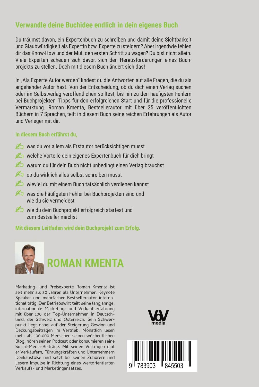 Rückseite: 9783903845503 | Als Experte Autor werden | Roman Kmenta | Buch | 140 S. | Deutsch