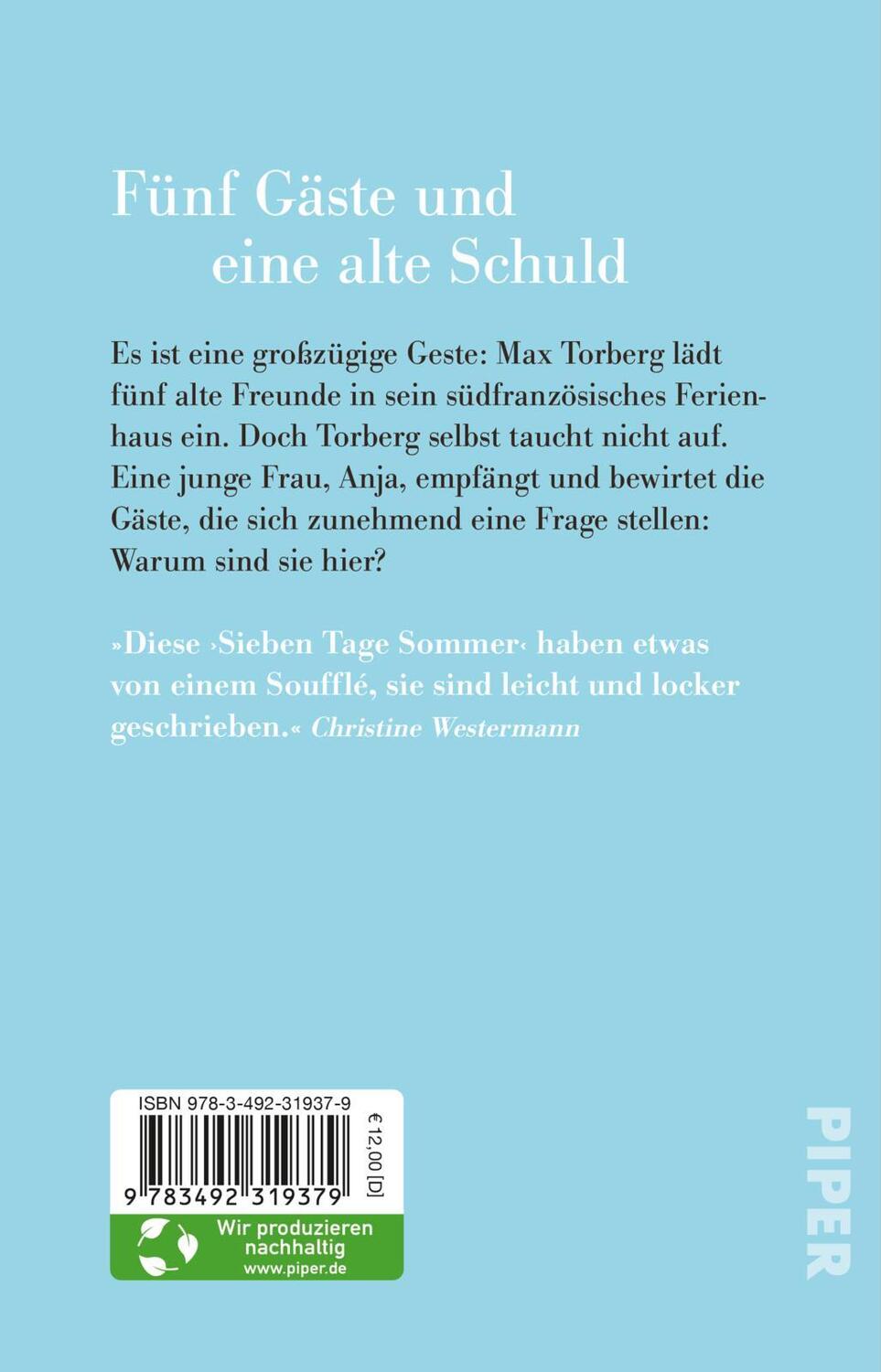 Rückseite: 9783492319379 | Sieben Tage Sommer | Thommie Bayer | Taschenbuch | 160 S. | Deutsch