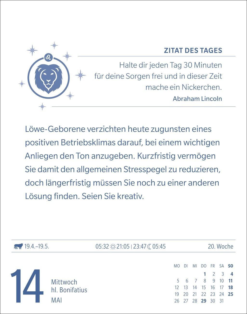 Bild: 9783840033711 | Löwe Sternzeichenkalender 2025 - Tagesabreißkalender - Ihr Horoskop...