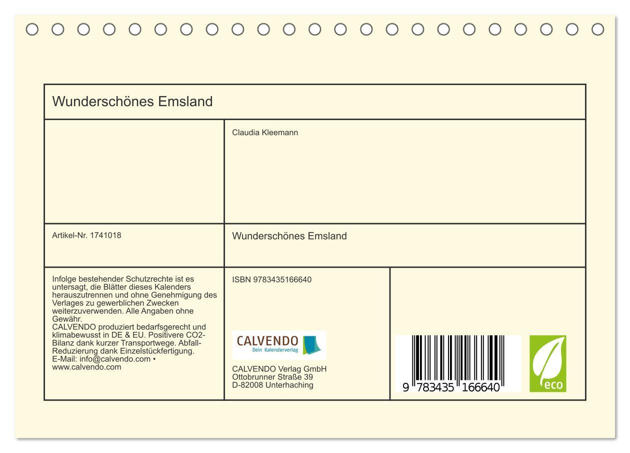 Bild: 9783435166640 | Wunderschönes Emsland (Tischkalender 2025 DIN A5 quer), CALVENDO...