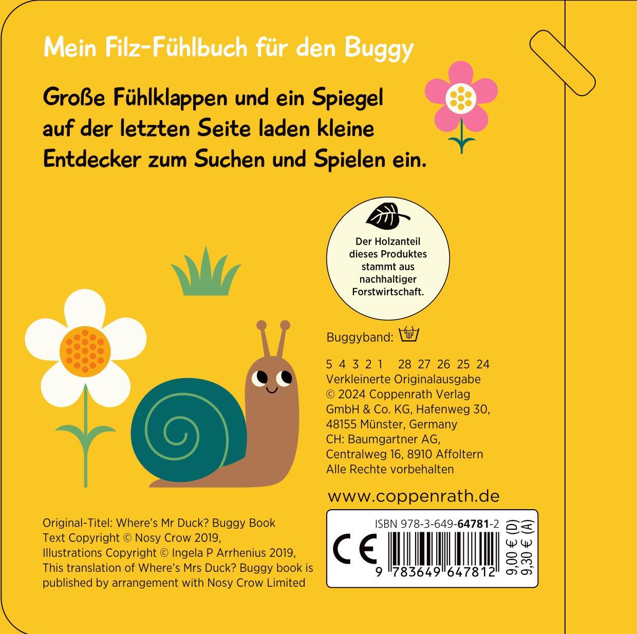 Rückseite: 9783649647812 | Mein Filz-Fühlbuch für den Buggy: Kuckuck, kleine Ente! | Arrhenius