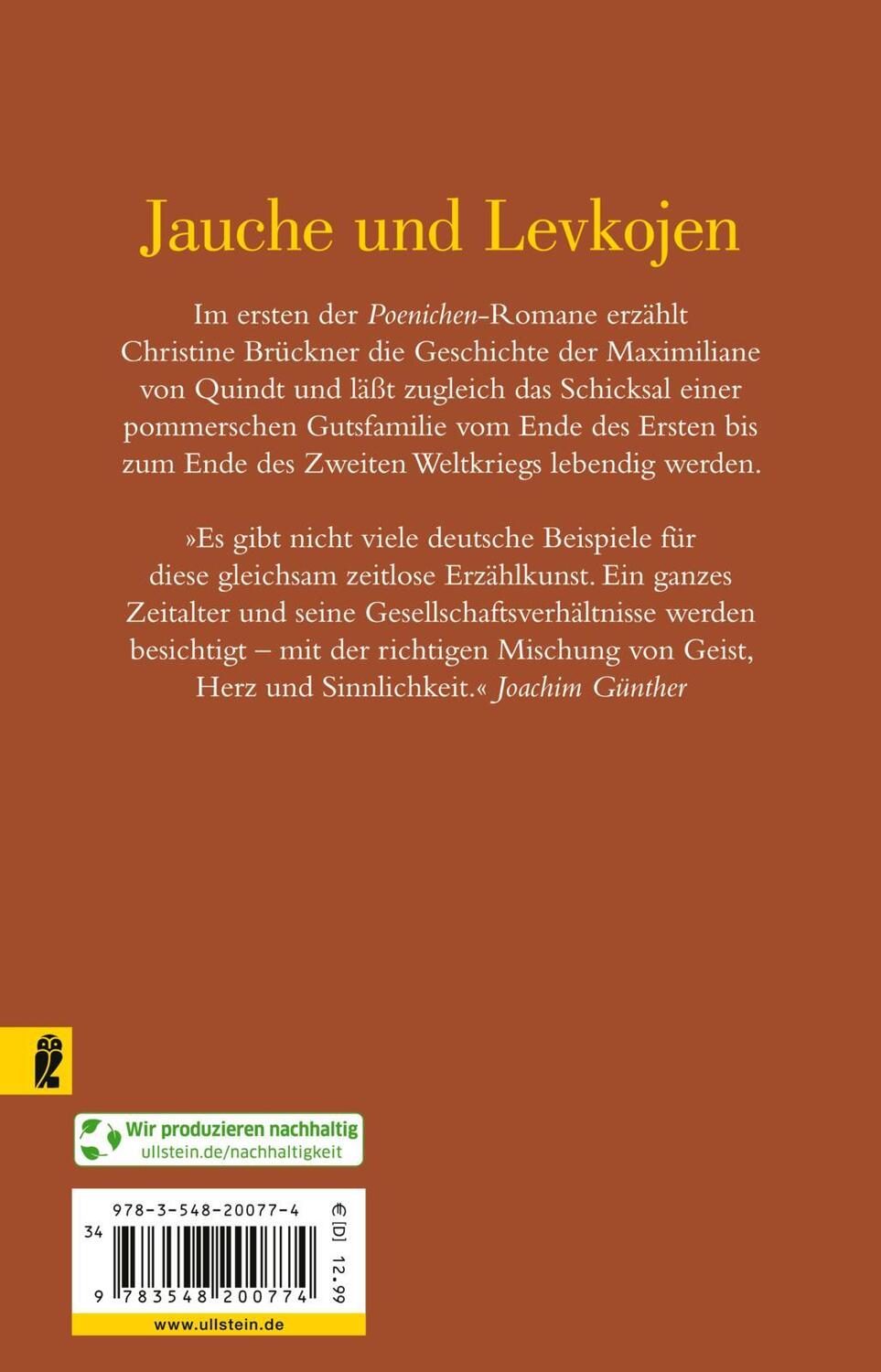 Rückseite: 9783548200774 | Jauche und Levkojen | Christine Brückner | Taschenbuch | 313 S. | 1980