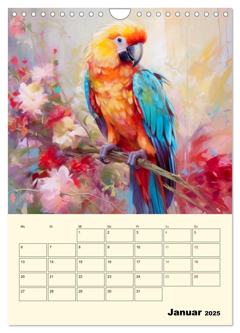 Bild: 9783435864904 | Bunte Vögel. Bezaubernde Papageien-Aquarelle (Wandkalender 2025 DIN...