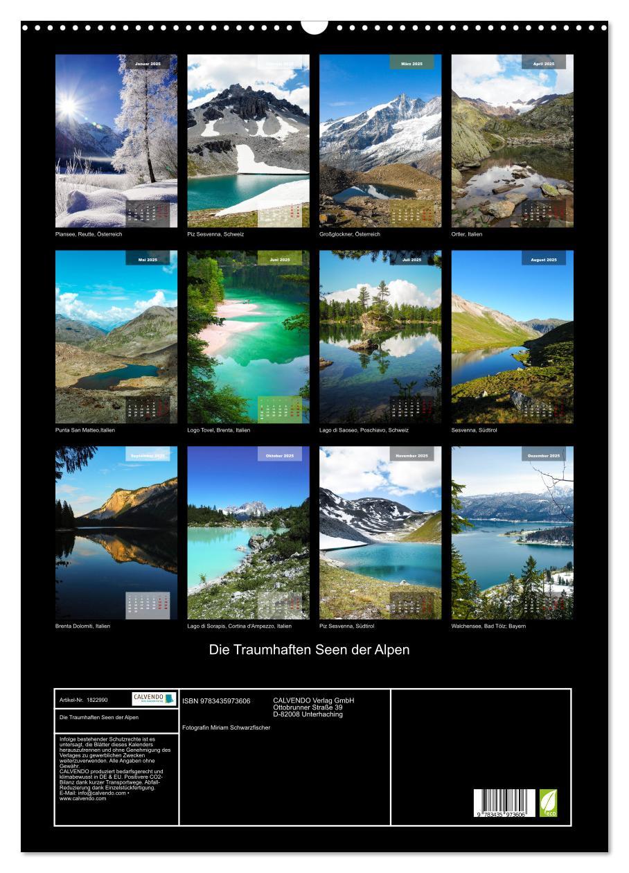 Bild: 9783435973606 | Die Traumhaften Seen der Alpen (Wandkalender 2025 DIN A2 hoch),...