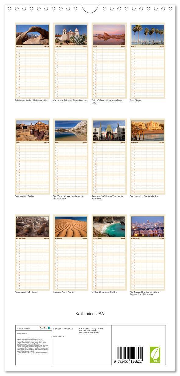 Bild: 9783457126622 | Familienplaner 2025 - Kalifornien USA mit 5 Spalten (Wandkalender,...